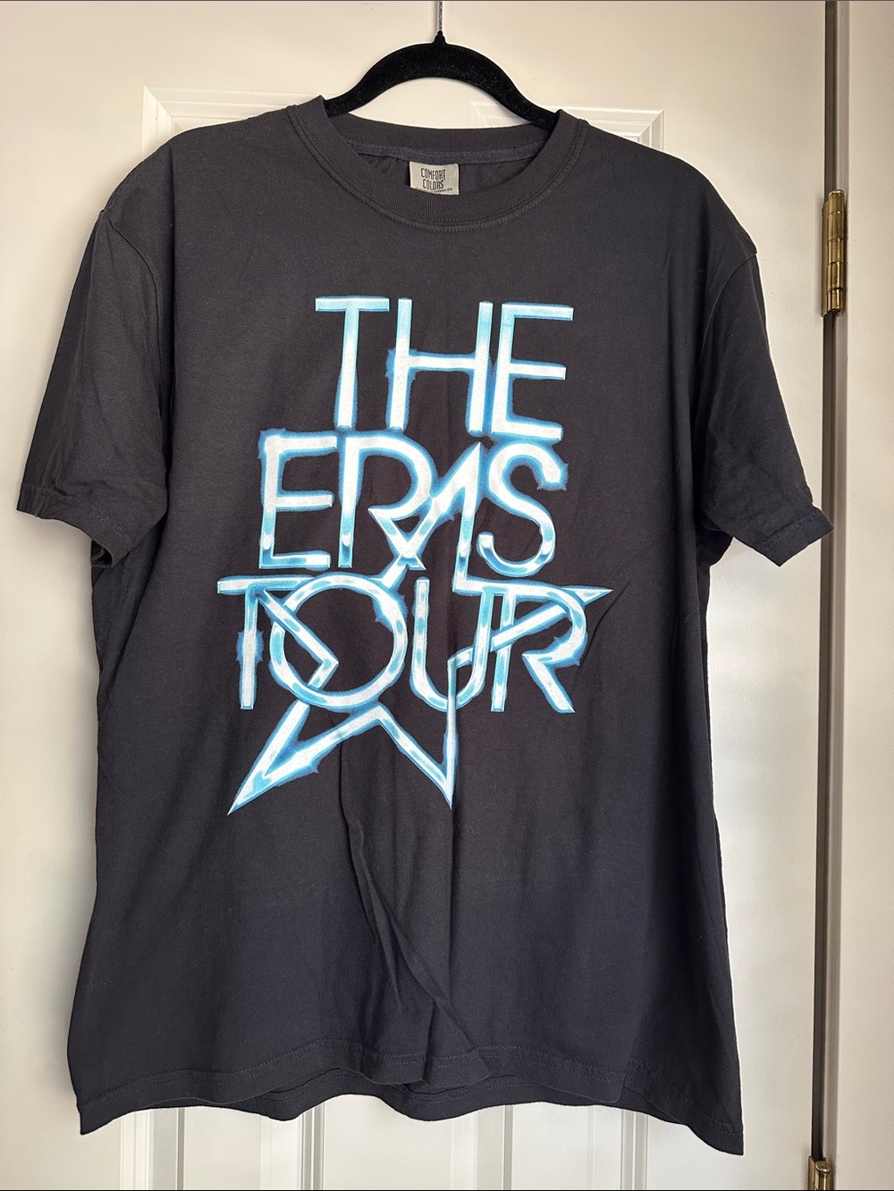 Comfort Colors Black Tee with Light Blue Taylor Swift 'The Eras Tour' Graphic
